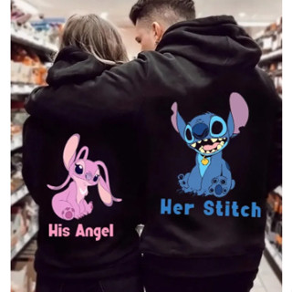 Kit Casal Moletom Namorados His Angel Love Her Stitch Novo!