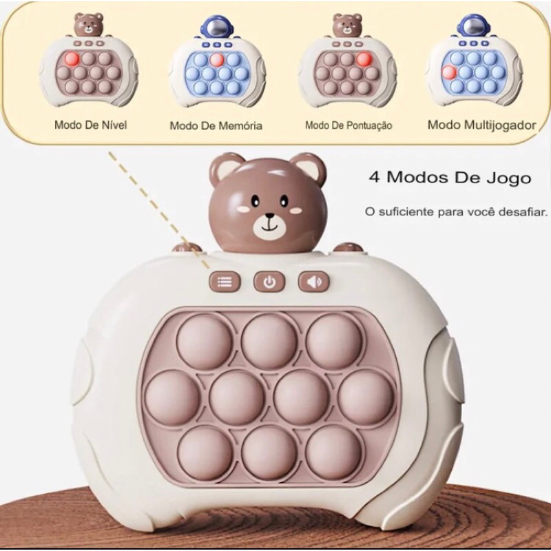 POP IT eletrônico brinquedo sensorial anti estress memorizador para crianças e adultos 4 modos de jogo Pop It Fidget Toy (Urso)