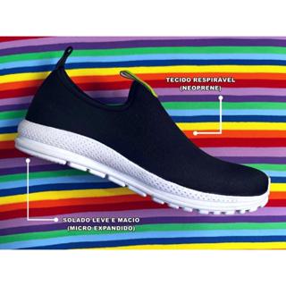 Tênis Feminino Meia Calce Fácil Slip On Leve Flexível Confortável Para Caminhada Academia