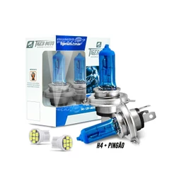 Kit Par Lampada Super Branca Tipo Xenon 8500k H4 55w 12v