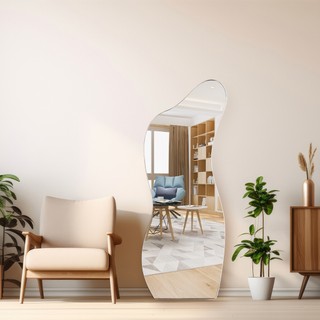 Espelho Grande Corpo Inteiro de Chão com Moldura em Couro Industrial 60x110cm - Mod. Curves em Oferta na Shopee