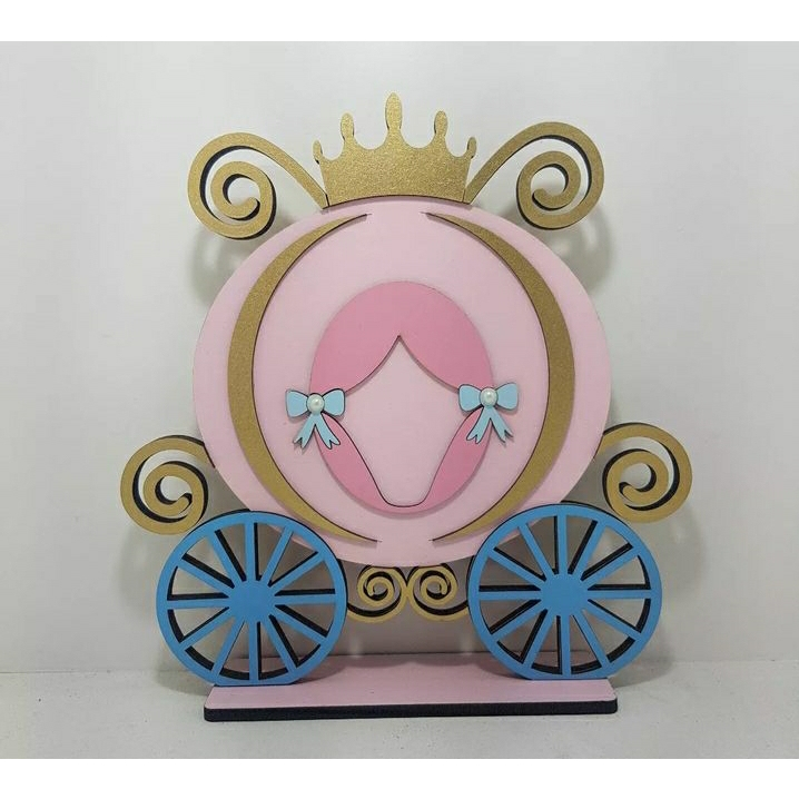 Carruagem Cinderela Enfeite De Mesa 3D Decoração Festa Aniversário em Oferta na Shopee