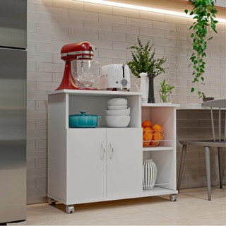 Balcão Cozinha Prático Com 2 Portas 2 Cesto Fruteira