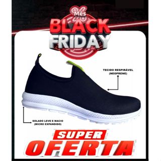 Tênis Meia Calce Fácil Ortopédico Slip on Academia Caminhada Trabalho envio imediato