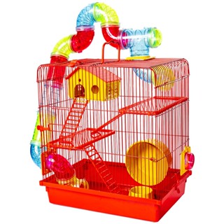 Gaiola Hamster Tubo Super Luxo 3 Andares Diversão Durável Jel Plast Pet Roe