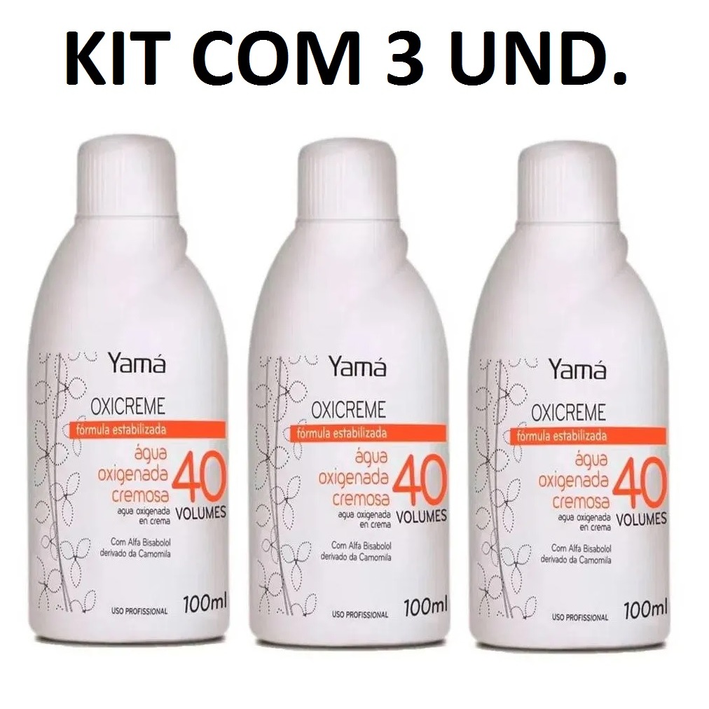KIT COM 3 Yamá Água Oxigenada Cremosa 40 Volumes 100ml