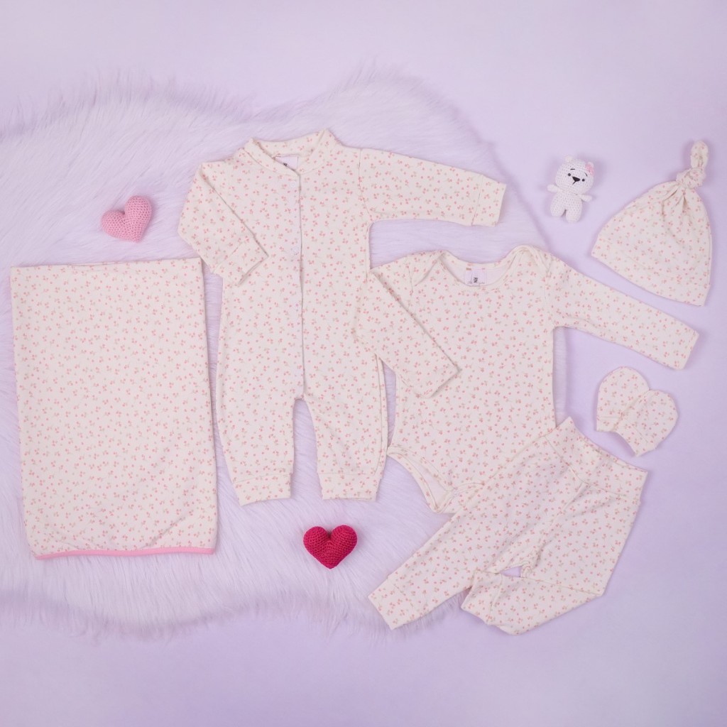 Kit Maternidade Menina mini Flores 100% Algodão Completo - Conjunto Infantil Bebê Menina 0...