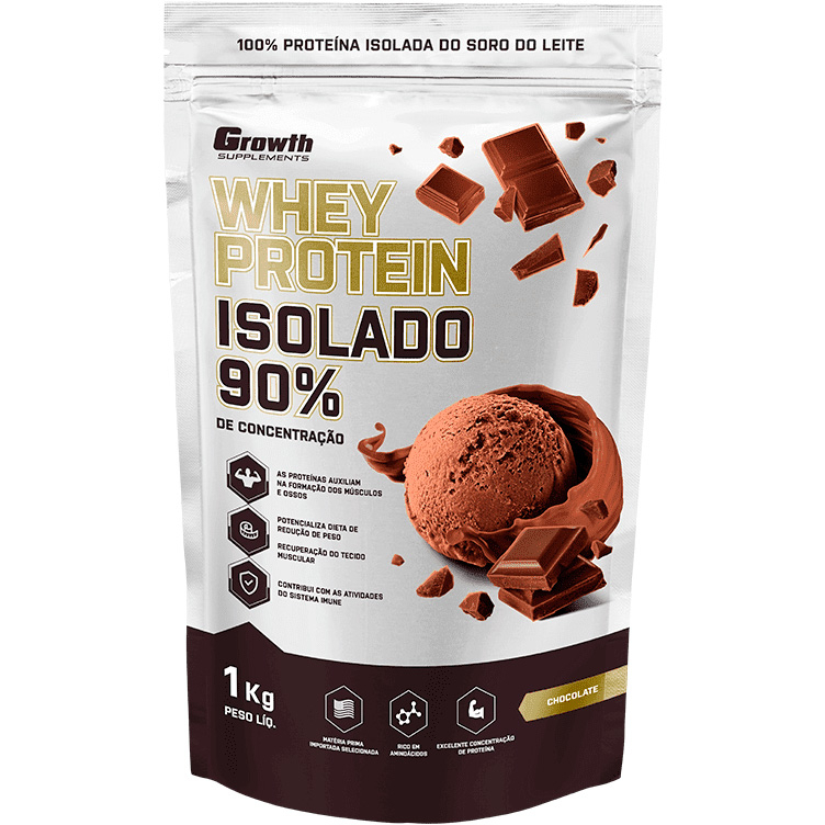 Whey Protein Isolado (90% Proteína Pura) - Refil 1000g - Growth Supplements