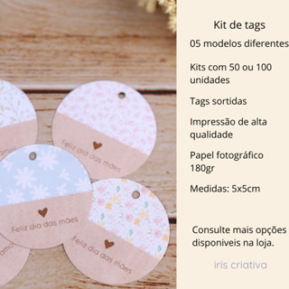 Tag dia das Mães - kit com 50 ou 100 unidades