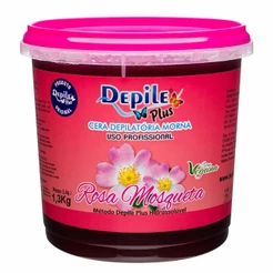 Depilação Cera Depilatória Rosa Mosqueta Método Depile Plus Hidrossolúvel Pote Profissional 1,3 kg