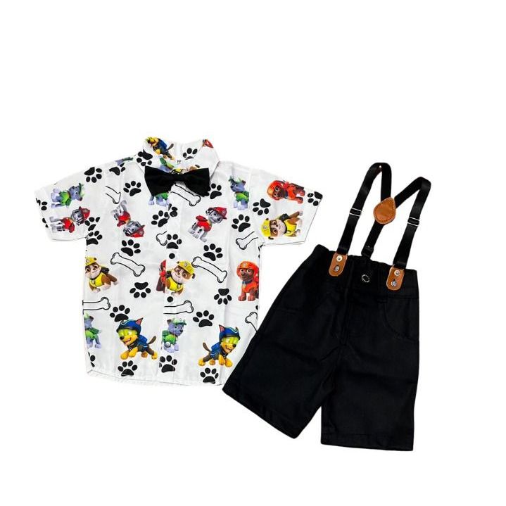 CONJUNTO PATRULHA CANINA  TEMATICO COM GRAVATA E SUSPENSORIO COMPLETO DESENHO INFANTIL MENINO CRIANCA