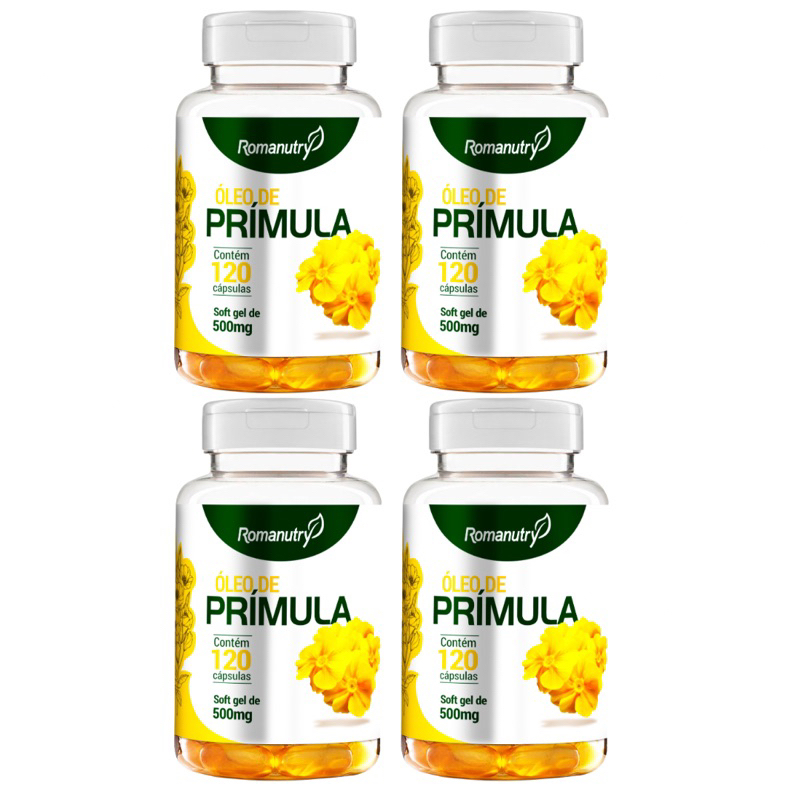 Kit 04 (Quatro) Óleos de prímula da romanutry de 500mg e 120 cápsulas cada, envio rápido.