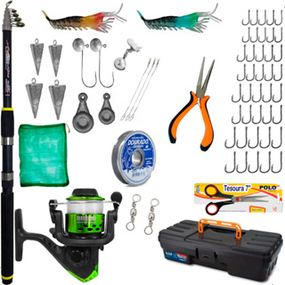 Kit Pesca De Praia Vara 3,00m Molinete Caixa E Acessórios em Oferta na Shopee