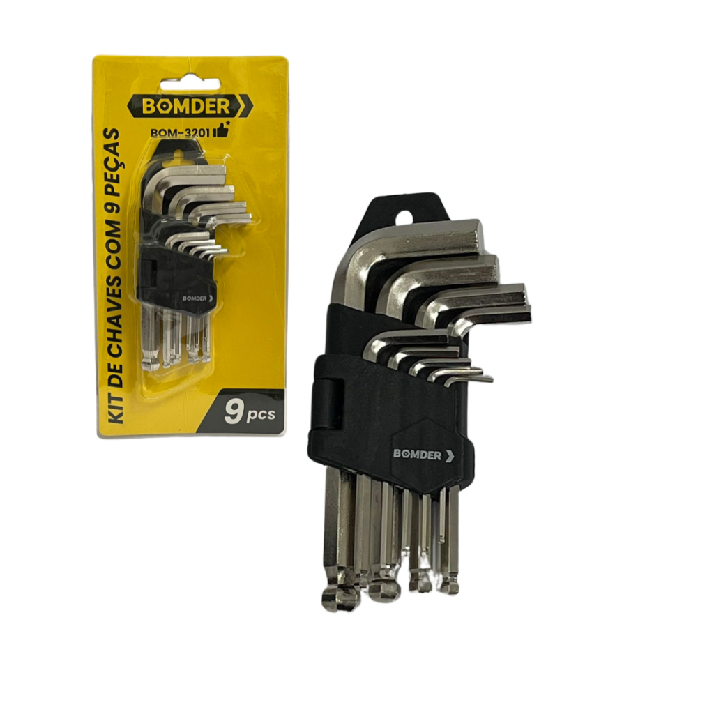 Jogo De Chaves 9 Peças Allen Hexagonal Curta 1,5 A 10mm Ponta Abaulada CR-V Profissional em Oferta na Shopee