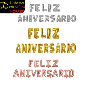 Kit Balão Metalizado Feliz Aniversário 45CM Dourado Prata e Rose em Oferta na Shopee