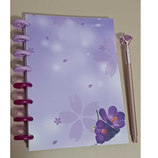 Caderno inteligente/Caderno de disco lilás capa flexível (capa e contra capa)