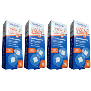 kit 4 Caixas Curativos Redondos Tranparente Nathy 16 Unidades