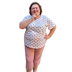 Pijama Meia Manga com Capri/Pescador Feminina Plus Size 100% Algodão