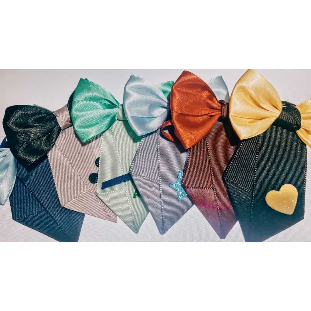 GRAVATA DUPLA PET CETIM GORGURÃO CACHORRO GATO PET SHOP BANHO E TOSA