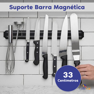 Barra Magnética 33 cm De Parede Para Faca E Utensílios Organizador Porta Facas Imã Faqueiro Suporte Cozinha