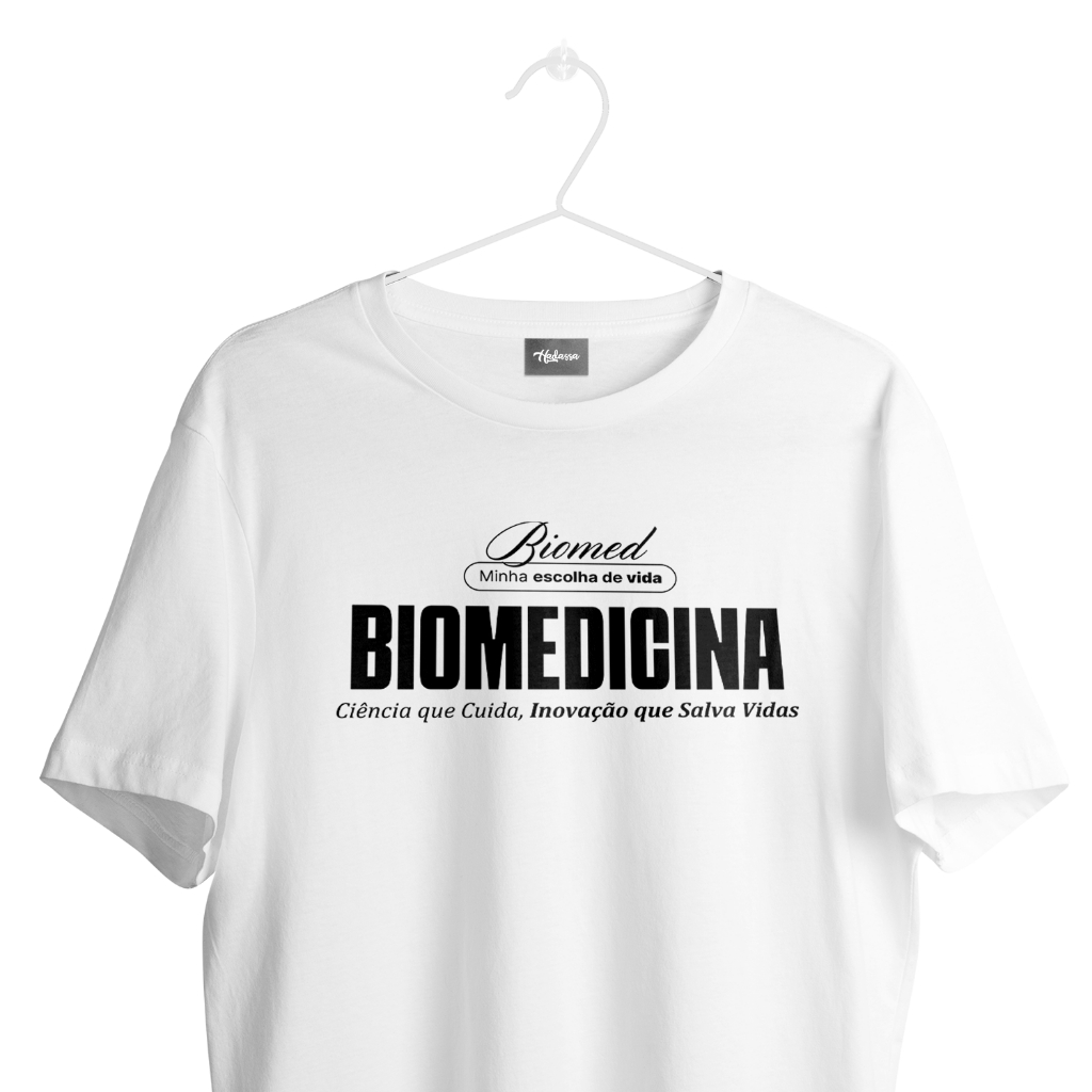 Camiseta masculina de Algodão Biomedicina Estilo minimalista I Camiseta masculina profissões I minha escolha de vida I frase