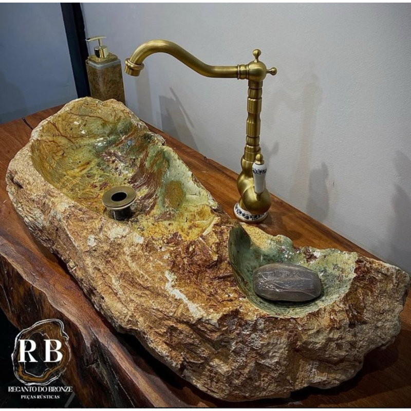 Cuba De Pedra Rústica Adaptada Com Saboneteira.