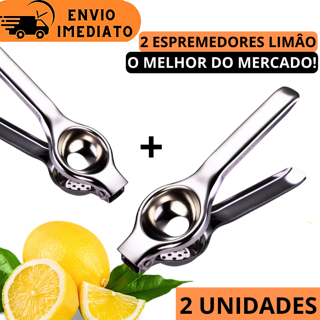 Kit 2 Espremedores de Limão Premium Alta Qualidade 100% Inox Para Limão Limonadas Para Sucos Maciço Super Resistente