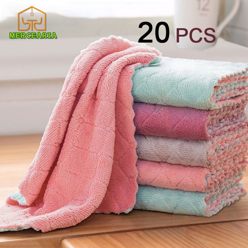 20 pcs Pano Absorvente Anti Óleo Para Cozinha / Pano De Microfibra / Toalha De Limpeza De ...