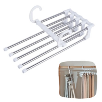 Cabide Dobrável Em Inox Organizador Retráteis 5 Calças em Oferta na Shopee