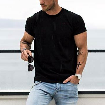 Kit 2 Camisetas Preta Masculina Lisa Básica 100% - Men Clothes
