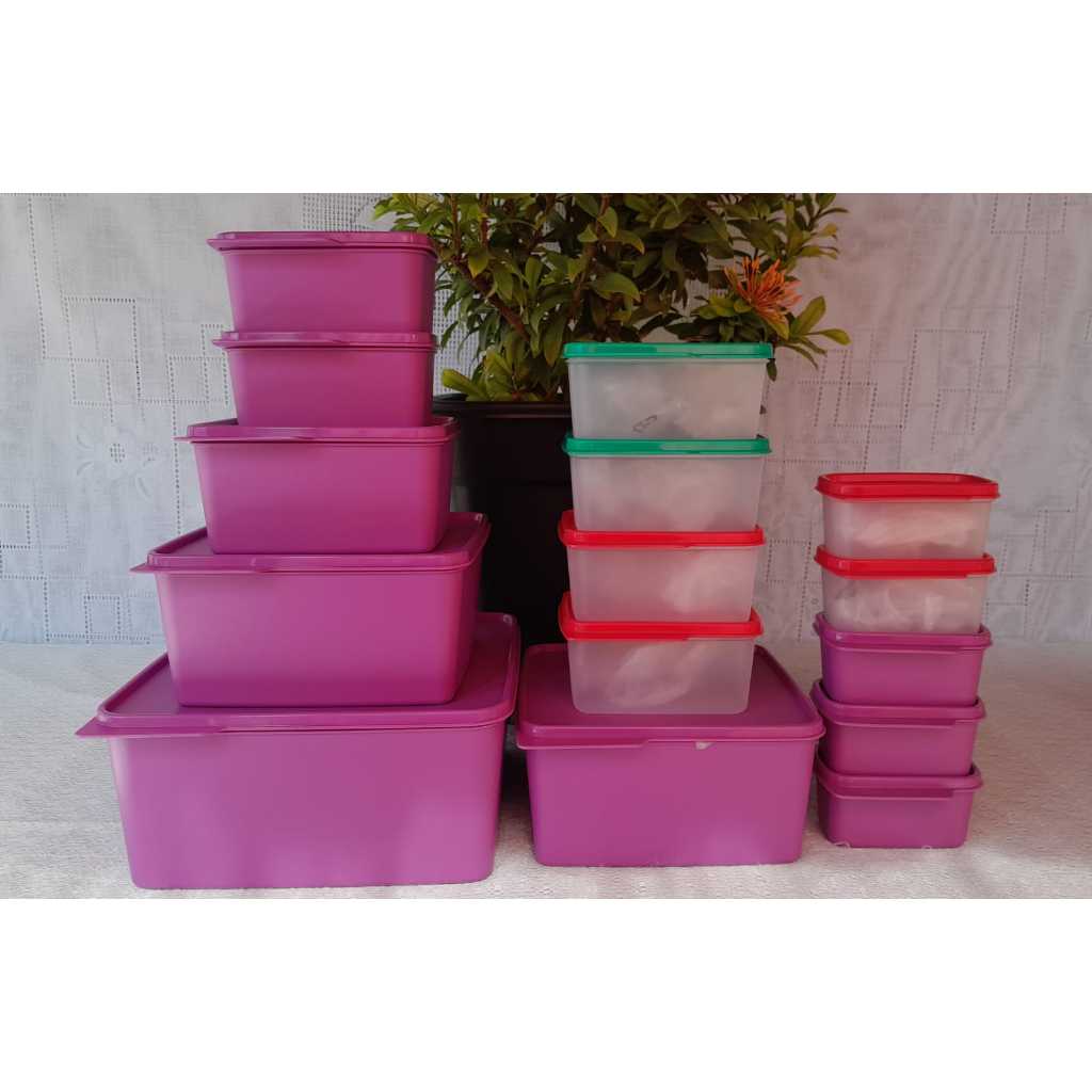 TUPPERWARE BASIC LINE ROXA, TRANSPARENTE TAMPA ROSA E VERDE 5L /3L/ 2,5L / 1,4L