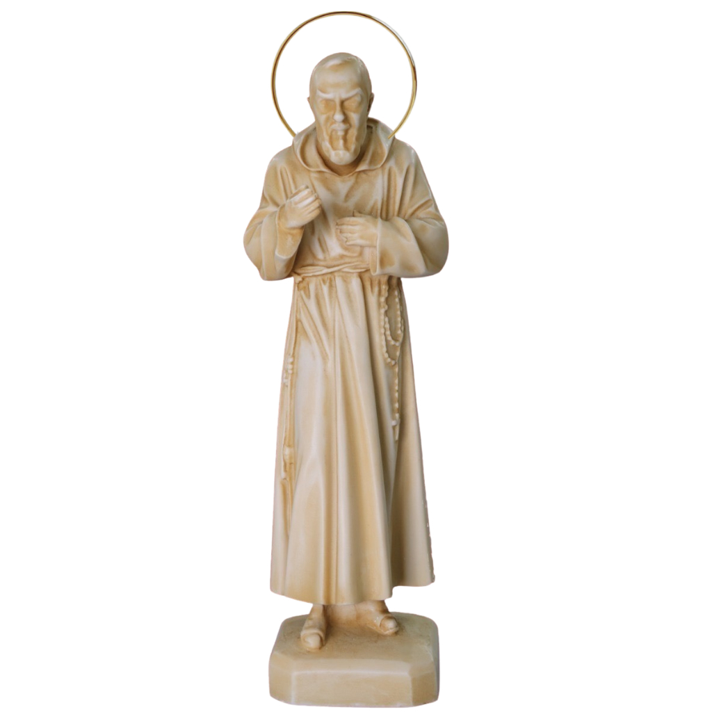 Imagem Santo Padre Pio 30cm Pe. Pio Resina Portuguesa Marfim