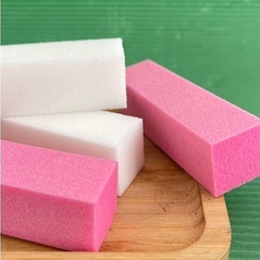 Kit 12 Lixa De Unha Bloco Polidora Branca/Rosa C/Glitter Esponja Manicure Pedicure Mágico