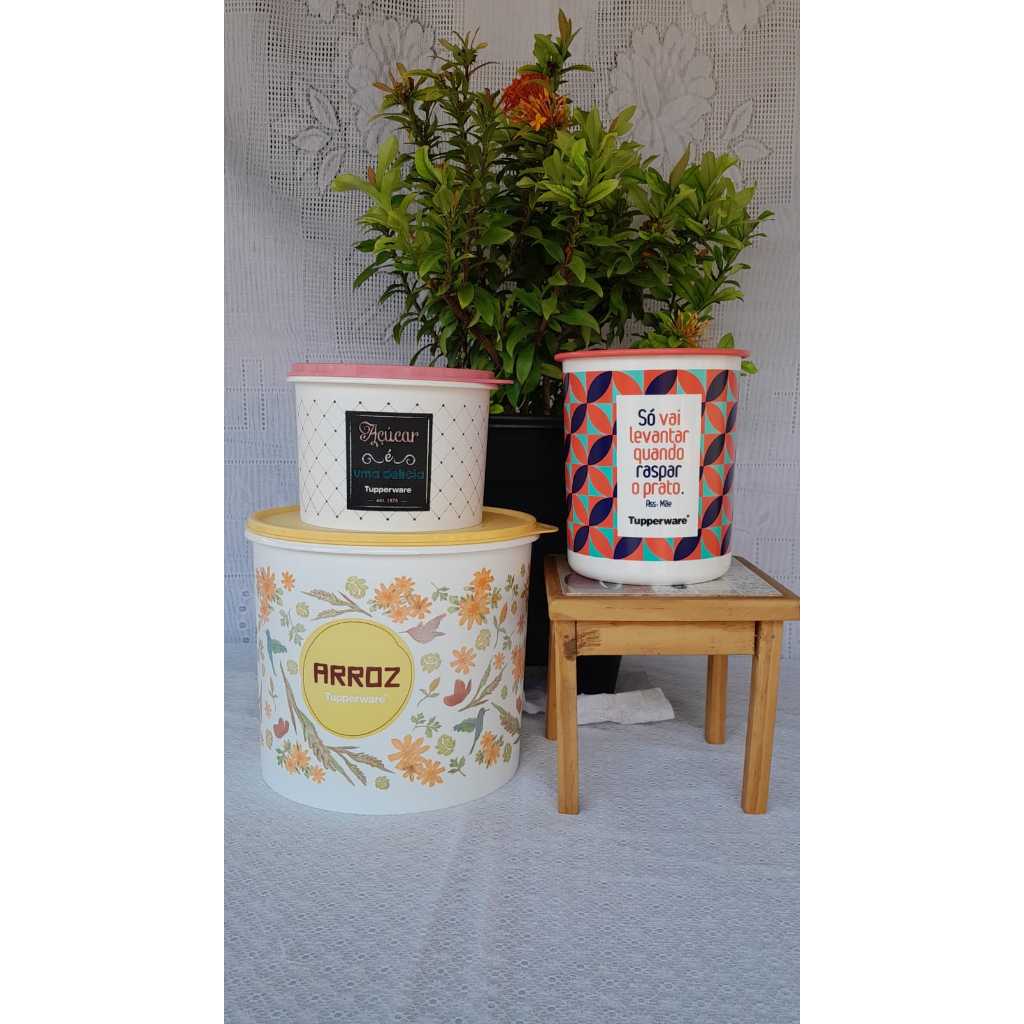 Tupperware Printable Canister Decorada Tupper Cx (1,7L  Acucar Tampa Rosa) ARROZ 5L