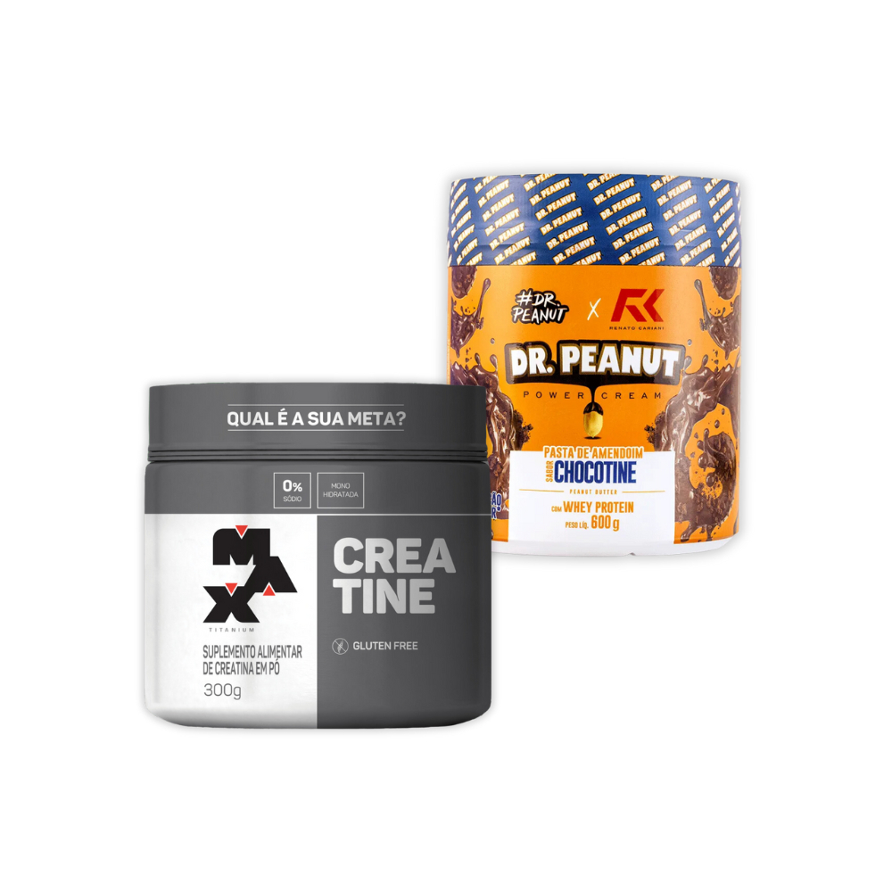 Kit Creatina Max Titanium 300g + Pasta de Amendoim DR Peanut 600g