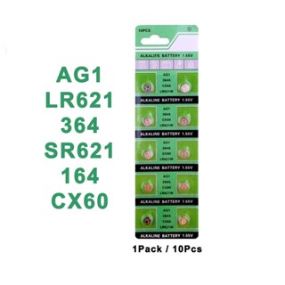KIT Cartela Bateria Relógio Tmi AG1 364A CX60 LR621W 10 unidade