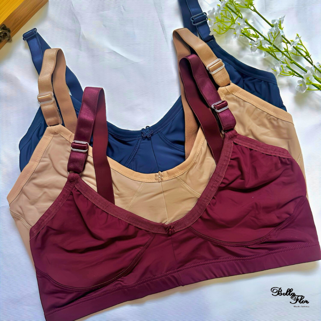 KIT DE 2 Sutiãs Reforçado Sem Bojo Liso Alça Reforçada Sustentação Plus Size em Oferta na Shopee