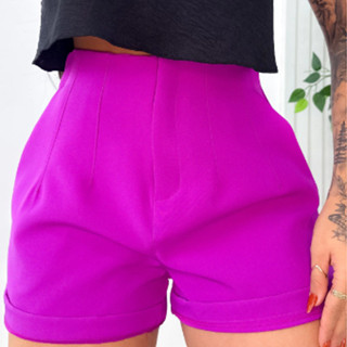Shorts Feminino Alfaiataria Inspiração Zara Cintura Alta Moda Blogueira