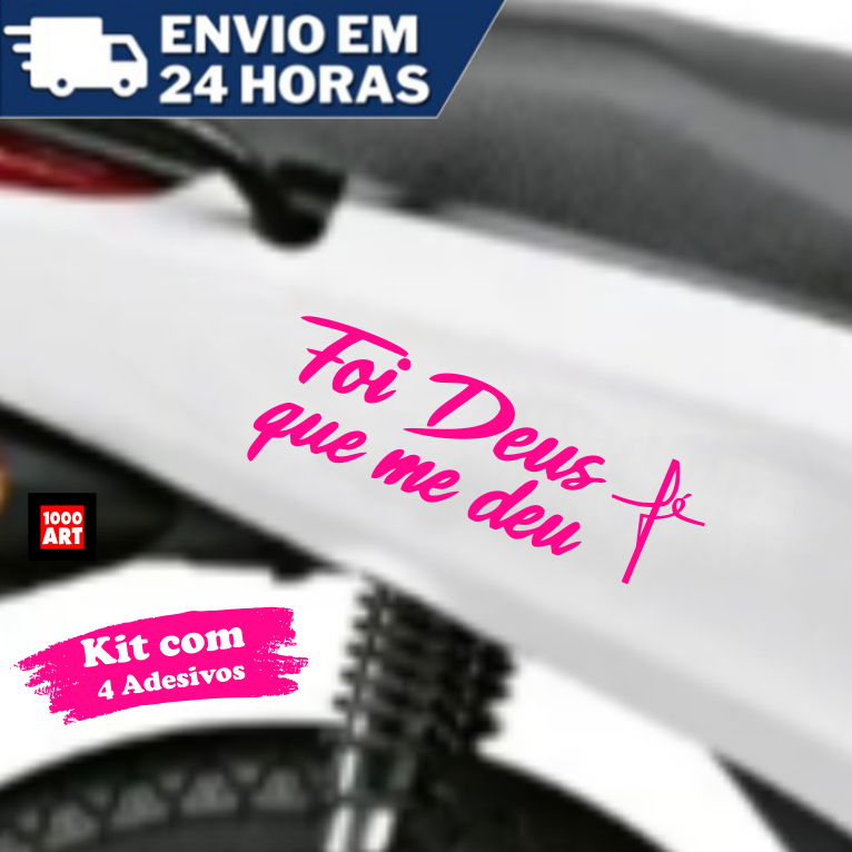 Adesivo Frase Foi Deus que me deu + Fé - Kit com 4 - Moto Carro Casa Loja Trabalho Nmax App Taxi Uber Biz em Oferta na Shopee