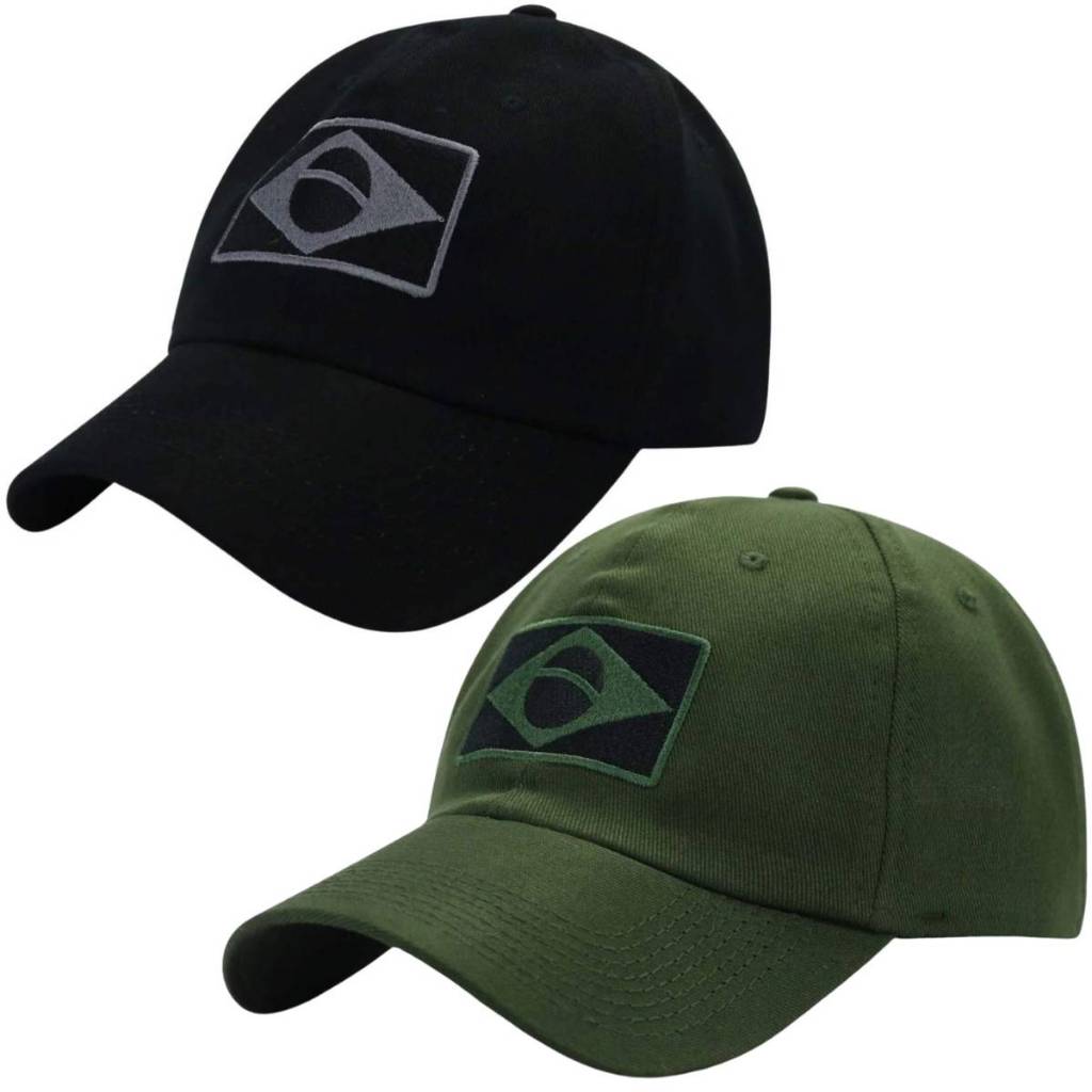 Boné Tático Militar Bandeira Brasil Bordado Preto Verde Ajustável Patriota FAB FEB Aeronáutica