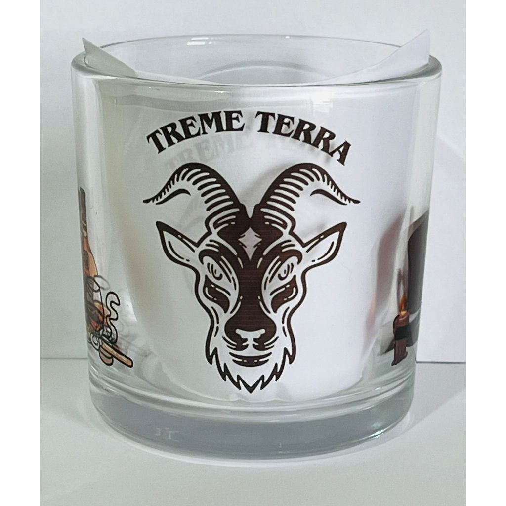 COPO DE WISKY E BEBIDAS EXÚ TREME TERRA UMBANDA QUIMBANDA CANDOMBLÉ 260ML VIDRO