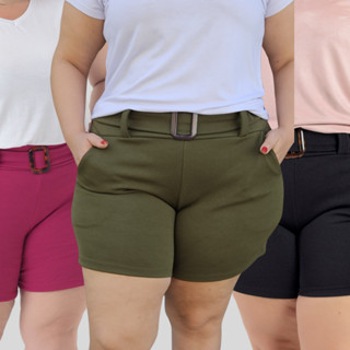 Short Plus Size Liso Malha Crepe