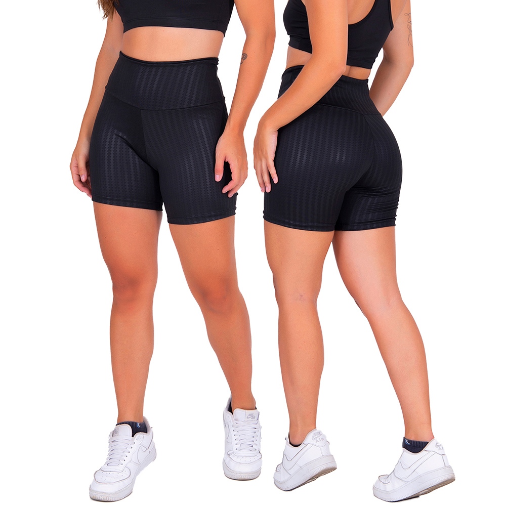 Short Feminino Fitness  Cintura Alta 3D Zero Transparência - Sports & Outdoors