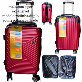 mala de viagem bordo zíper expansível com rodinhas duplas 360° medidas na descriçao envio rapidao