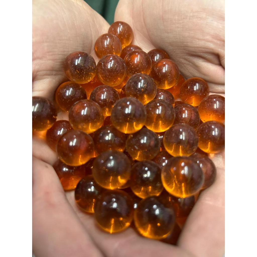 Bolinha de Gude Vidro Fubeca Burca Ambar Decoração Com 50 Unidades 16mm