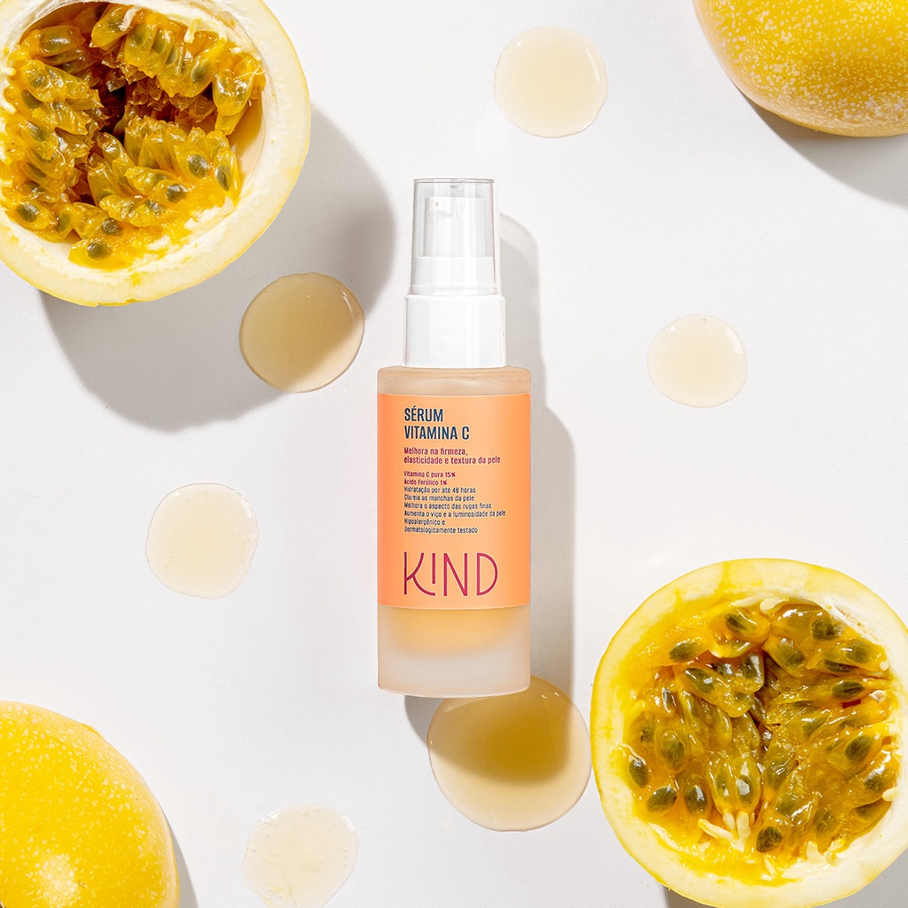KIND Sérum Vitamina C Pura Uso Diário Ação Antioxidante Extrato de Maracuja 30ml - Beauty