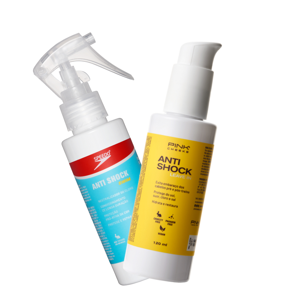 Combo Capilar Anti Chock PINK CHEEKS Leavin Anti Friz com Protetor Solar Pré Treino - Beauty