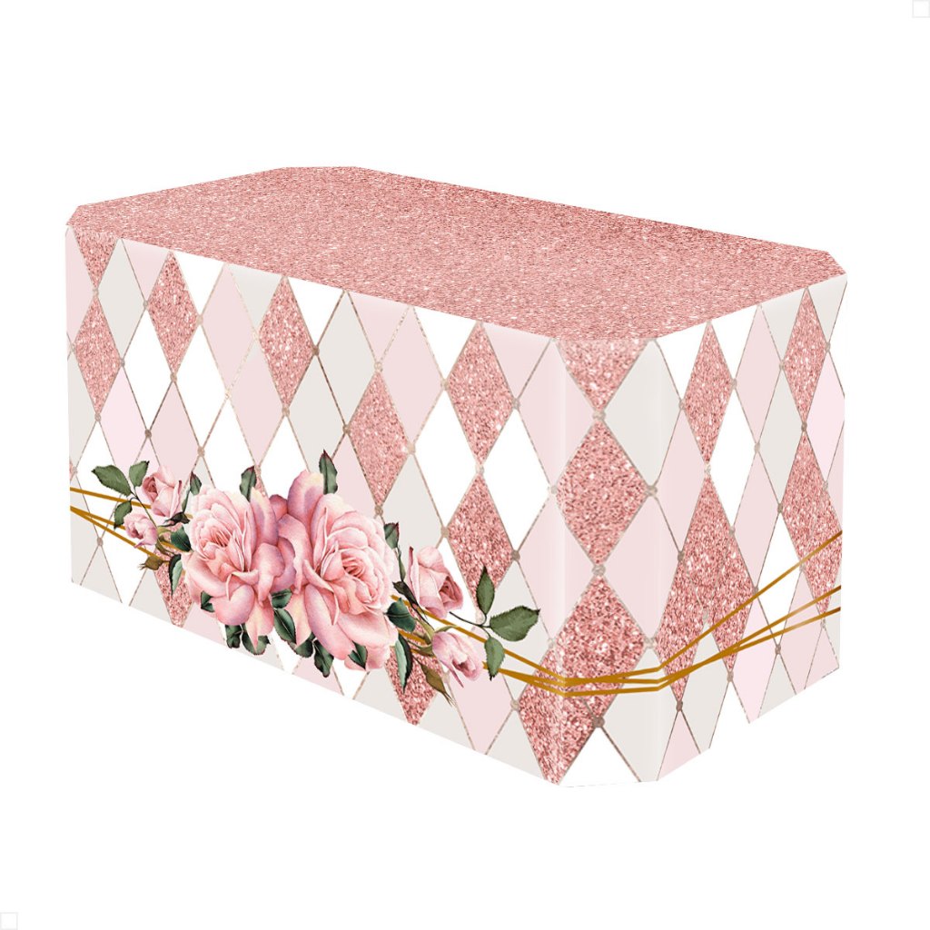 Capa Forro de Mesa Festa Decoração Floral Rose Sublimado Em Tecido Veste Fácil em Oferta na Shopee