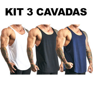 Combo | Kit com 3 Regatas Masculinas em Algodão Lisas Sem Estampa Modelo Básico Diversas Cores Para Academia e Esportes - Bombey