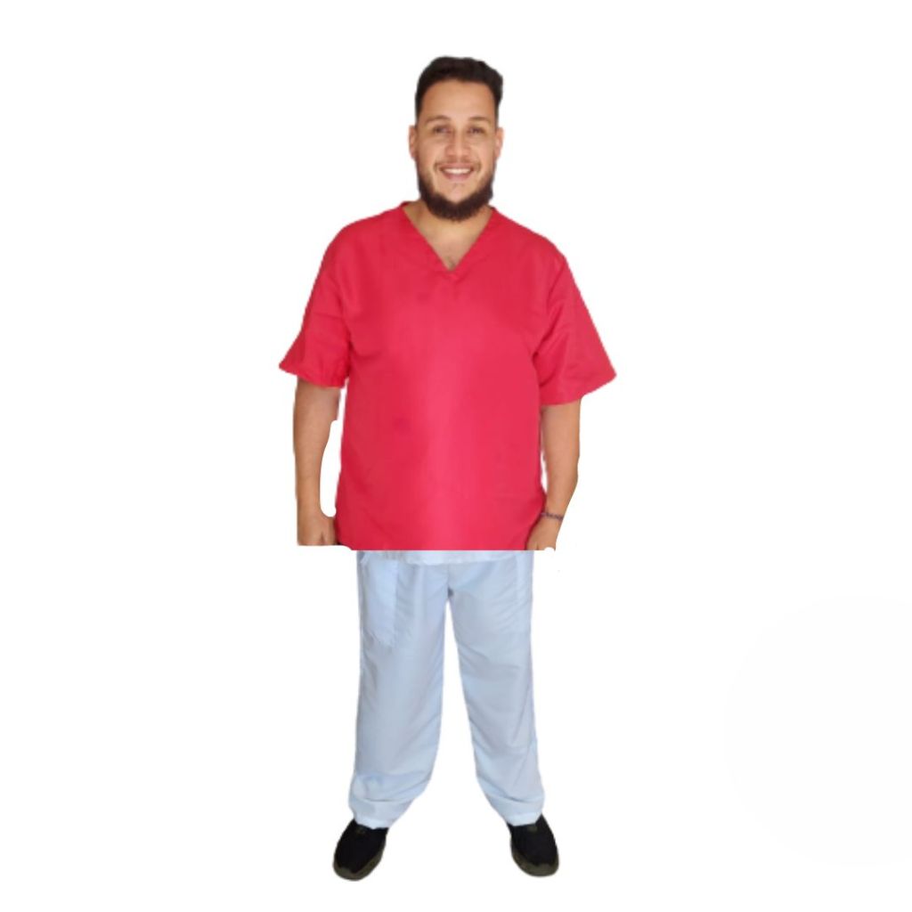 Kit de Roupa de Ração Umbanda Candomblé Exu Bata Vermelha e Calça Branca Zé pilintra
